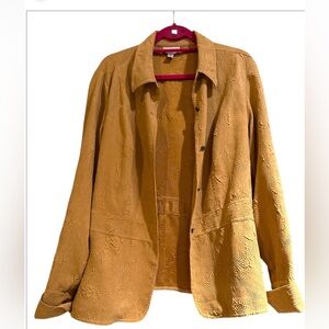 Coldwater Creek Floral Chamois Long Sleeve Button Up Shirt Jacket Sz 1x